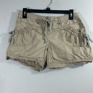 Outback Red Cargo Shorts Womens 0 Tan  Drawstring Utility Bow Detail